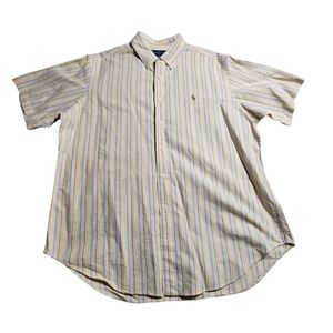 Ralph Lauren Men's Short Sleeve Yellow w/Stripes Preppy Oxford XL